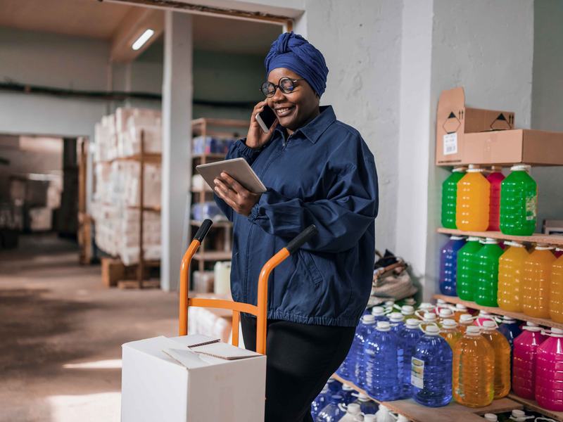 Worker at a food pantry or food distribution center