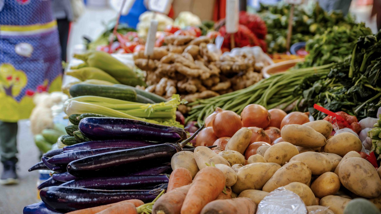 Large pile of vegetables, as at a market