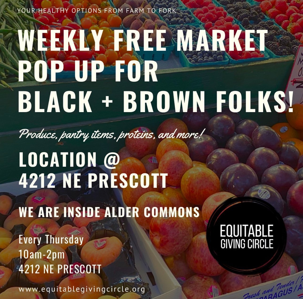 WEEKLY FREE MARKET POP UP FOR BLACK + BROWN FOLKS! 4212 NE Prescott inside Alder Commons, every Thursday 10am-2pm