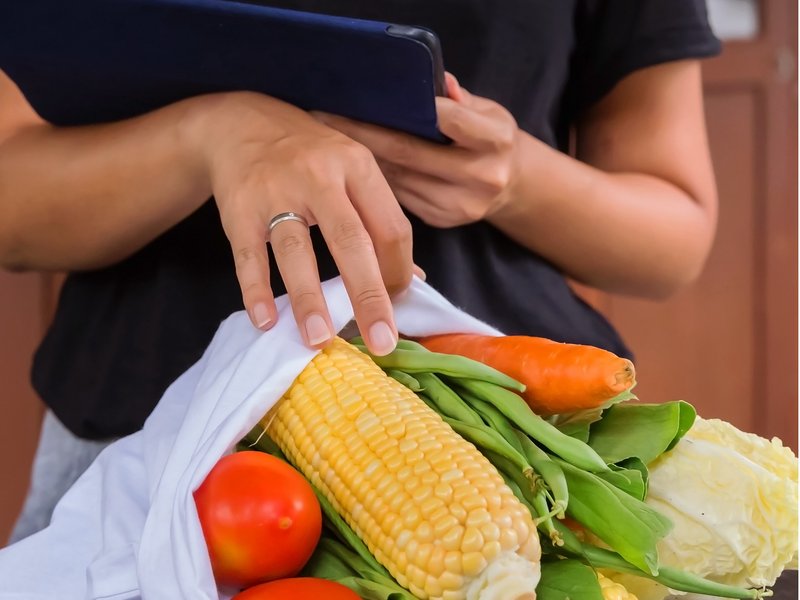 Closeup of a bag of vegetables