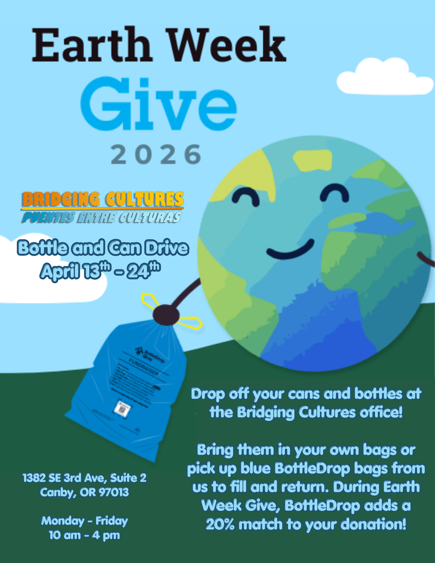 Bridging cultures Earth Week Give 2026 flyer