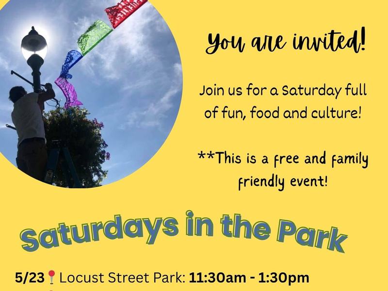 Flyer for Saturdays in the park. See [url] for text in this image