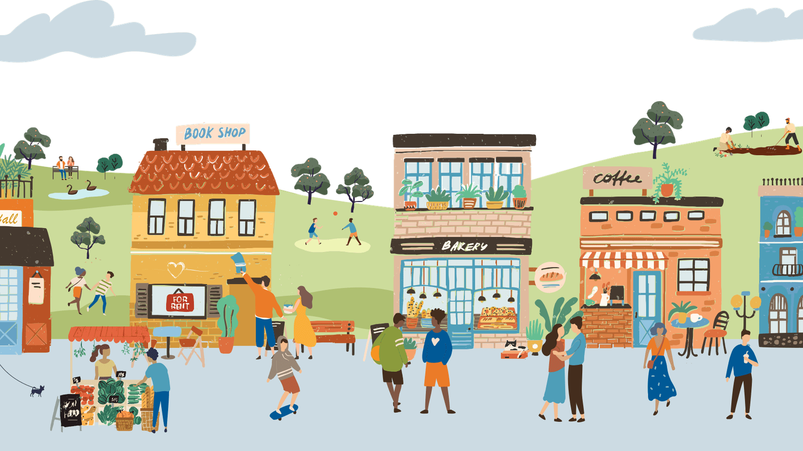 Illustration of a small town