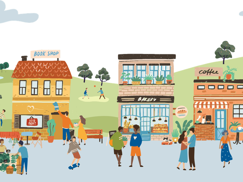 Illustration of a small town